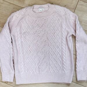 J.CREW Crewcuts Light Pink Cable Knit Sweater Size L (10-11)